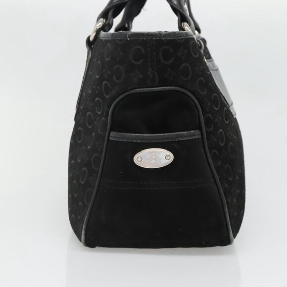 CELINE C Macadam Canvas Hand Bag Suede Black Silver - Picture 4 of 12